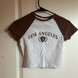 Hollister White and Brown fitted crop top xs
